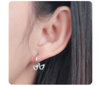 Glasses Shaped Silver Hoop Earring HO-2537